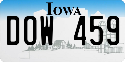 IA license plate DOW459