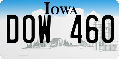 IA license plate DOW460