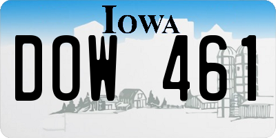 IA license plate DOW461