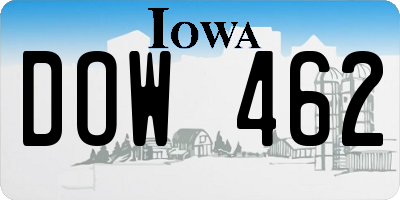 IA license plate DOW462