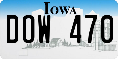 IA license plate DOW470