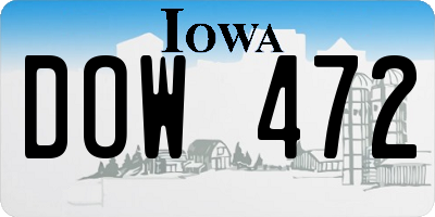 IA license plate DOW472