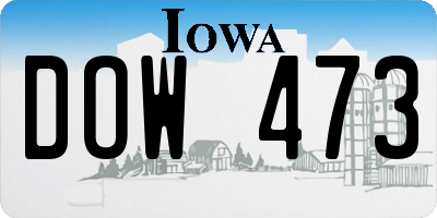 IA license plate DOW473