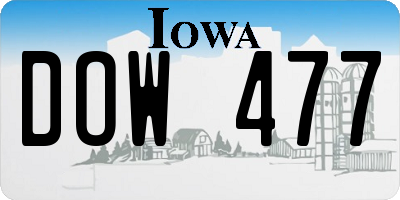 IA license plate DOW477