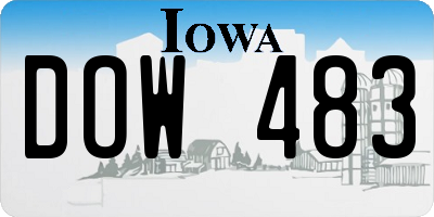 IA license plate DOW483