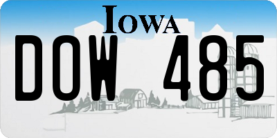 IA license plate DOW485