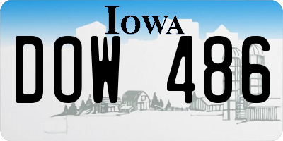 IA license plate DOW486