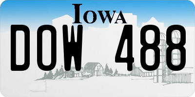 IA license plate DOW488