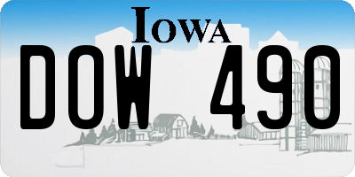 IA license plate DOW490