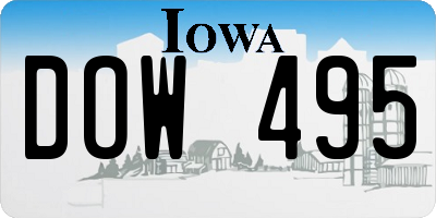 IA license plate DOW495