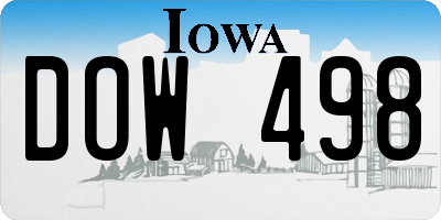 IA license plate DOW498
