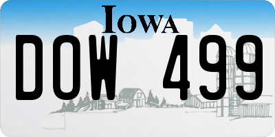 IA license plate DOW499