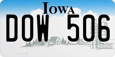 IA license plate DOW506
