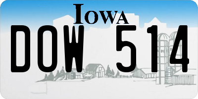 IA license plate DOW514