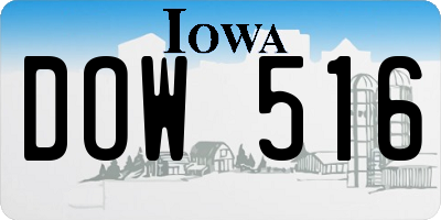 IA license plate DOW516