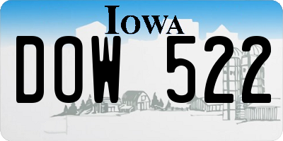 IA license plate DOW522