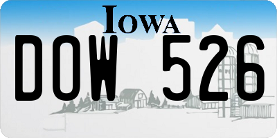 IA license plate DOW526