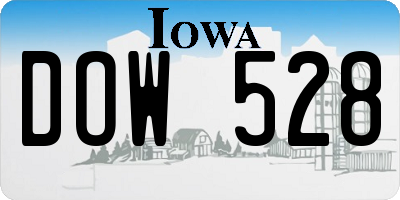 IA license plate DOW528