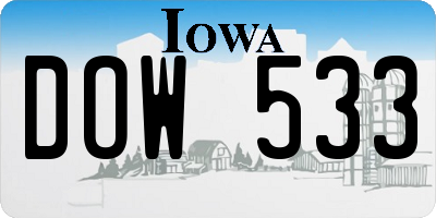 IA license plate DOW533
