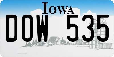 IA license plate DOW535