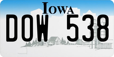 IA license plate DOW538