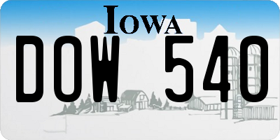 IA license plate DOW540
