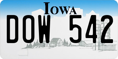 IA license plate DOW542