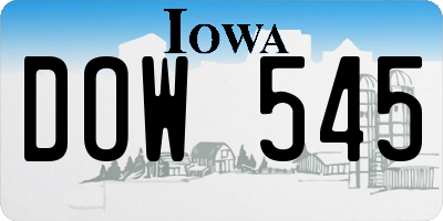 IA license plate DOW545