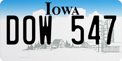 IA license plate DOW547