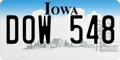 IA license plate DOW548
