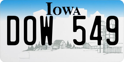 IA license plate DOW549