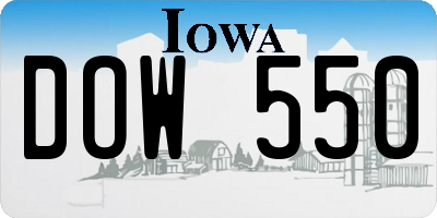 IA license plate DOW550