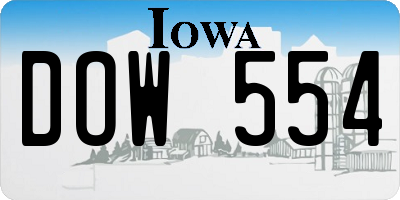 IA license plate DOW554