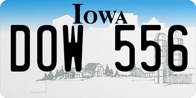 IA license plate DOW556