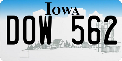 IA license plate DOW562