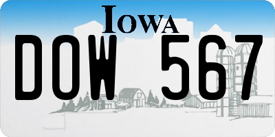 IA license plate DOW567