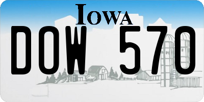 IA license plate DOW570