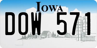 IA license plate DOW571