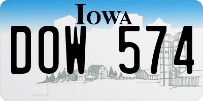 IA license plate DOW574