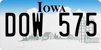 IA license plate DOW575