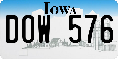 IA license plate DOW576