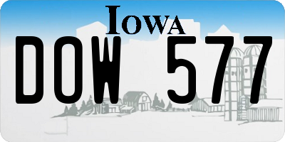 IA license plate DOW577