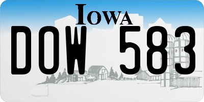 IA license plate DOW583
