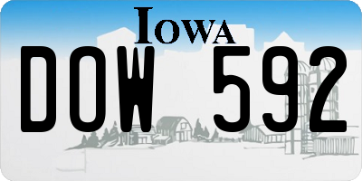 IA license plate DOW592