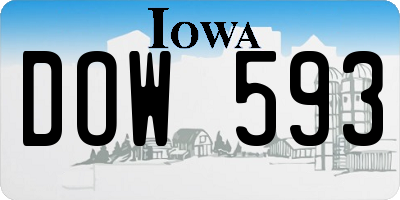 IA license plate DOW593