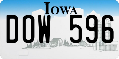 IA license plate DOW596