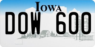 IA license plate DOW600