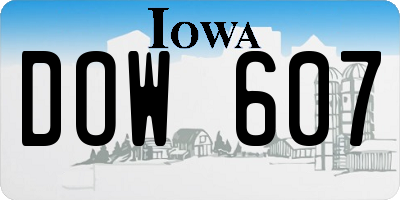 IA license plate DOW607