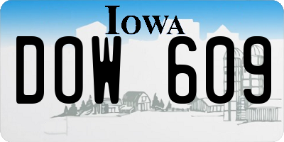 IA license plate DOW609