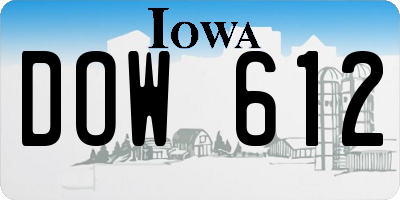 IA license plate DOW612